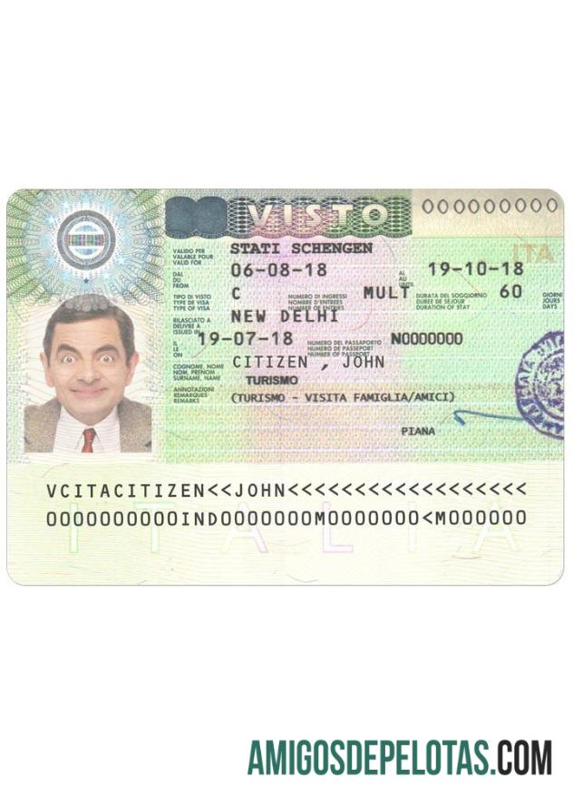 Visto ITÁLIA exemplo